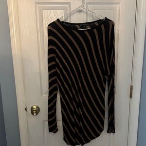 INC International Concepts Black and Tan Striped Top